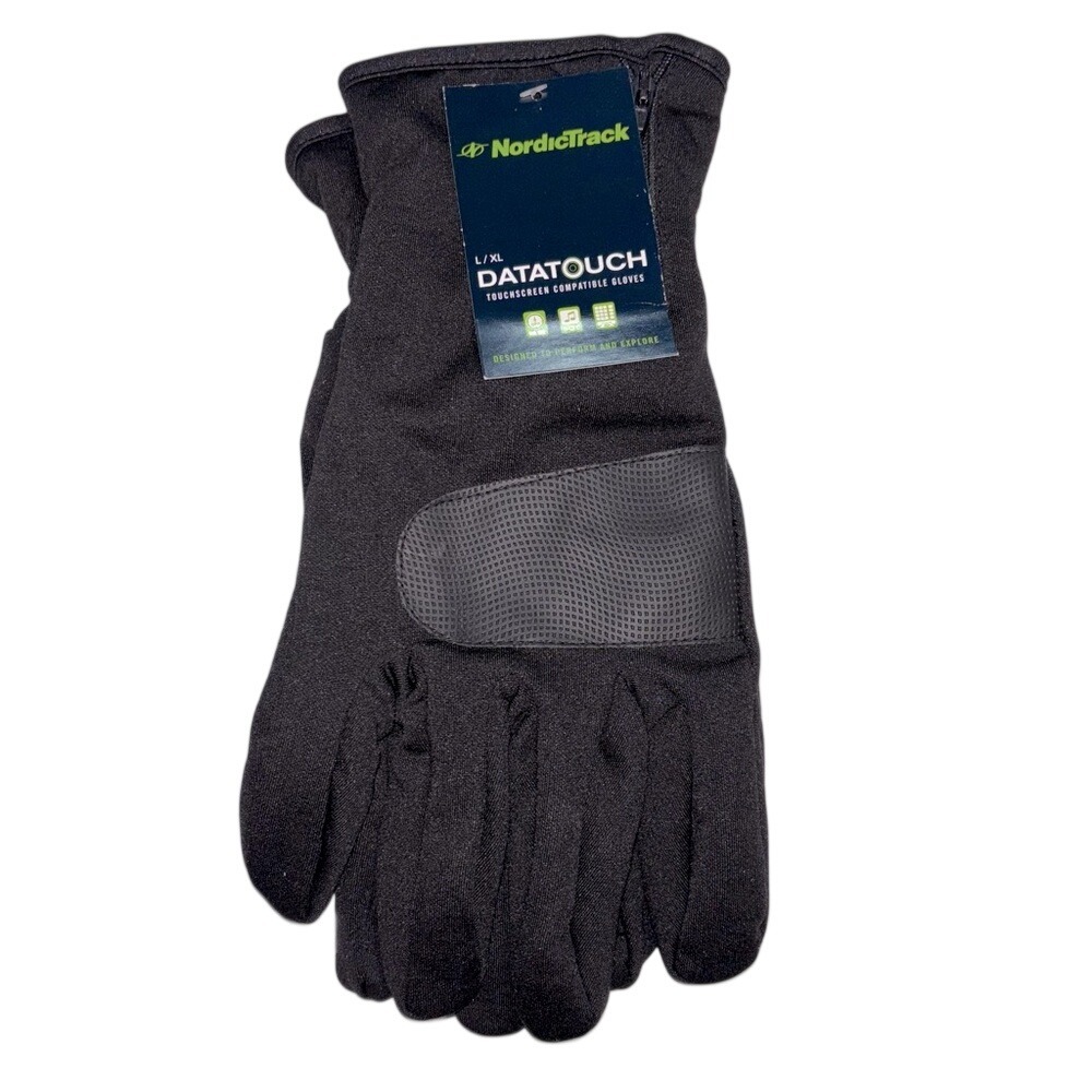 NordicTrack Men's Black DataTouch Gloves Touchscreen Compatible Size L/XL. New